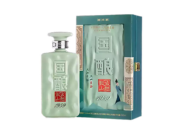 无锡古越龙山黄酒回收国酿1959青玉只此青绿联名款二十年陈酿黄酒礼盒